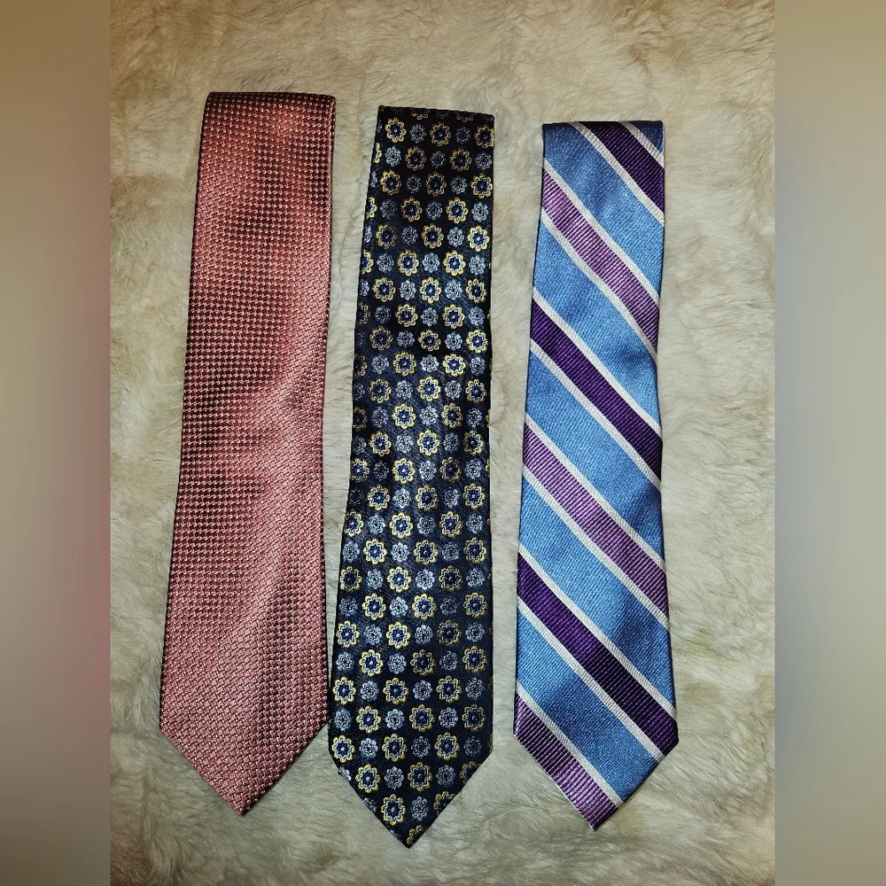 Men's Assorted Silk Ties - Blue, Navy & Mauve